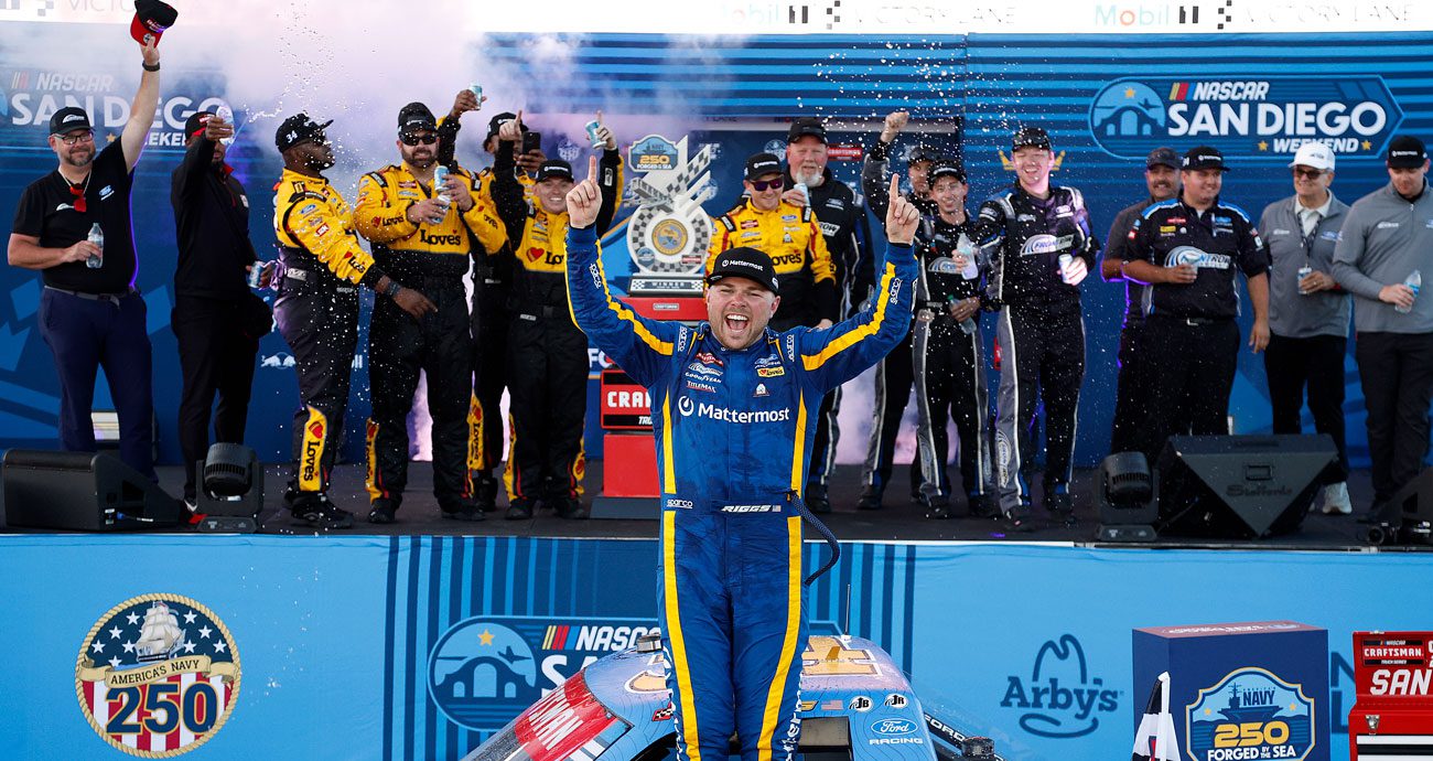 Layne Riggs wins Truck Series OT thriller at Qualcomm Circuit