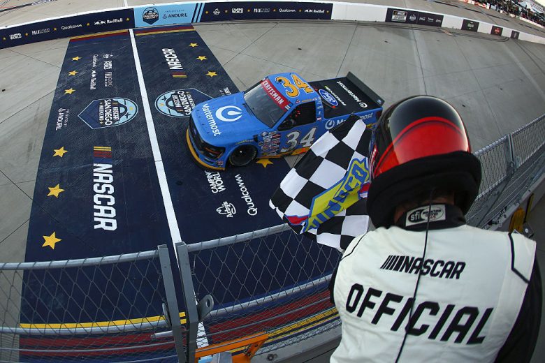 Layne Riggs takes the checkered flag at Naval Base Coronado.