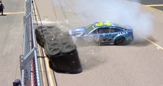 Promo Image for Jimmie Johnson hits tire barrier in chicane