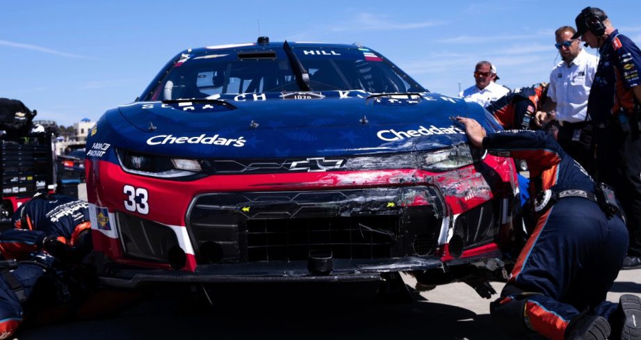 View of wrecked car.