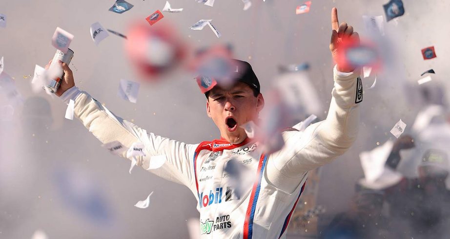 Corey Heim celebrates in Victory Lane at Naval Base Coronado