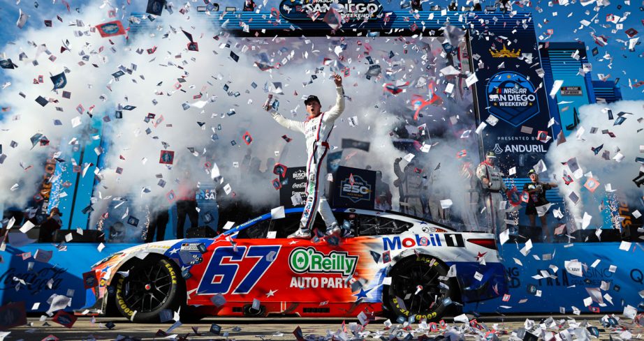Corey Heim celebrates in Victory Lane at Naval Base Coronado.