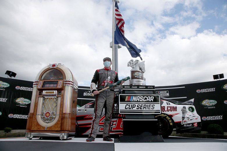 Cole Custer poses for a photo in Victory Lane.