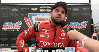 Promo Image for Honeycutt celebrates after winning Harley-Davidson 200
