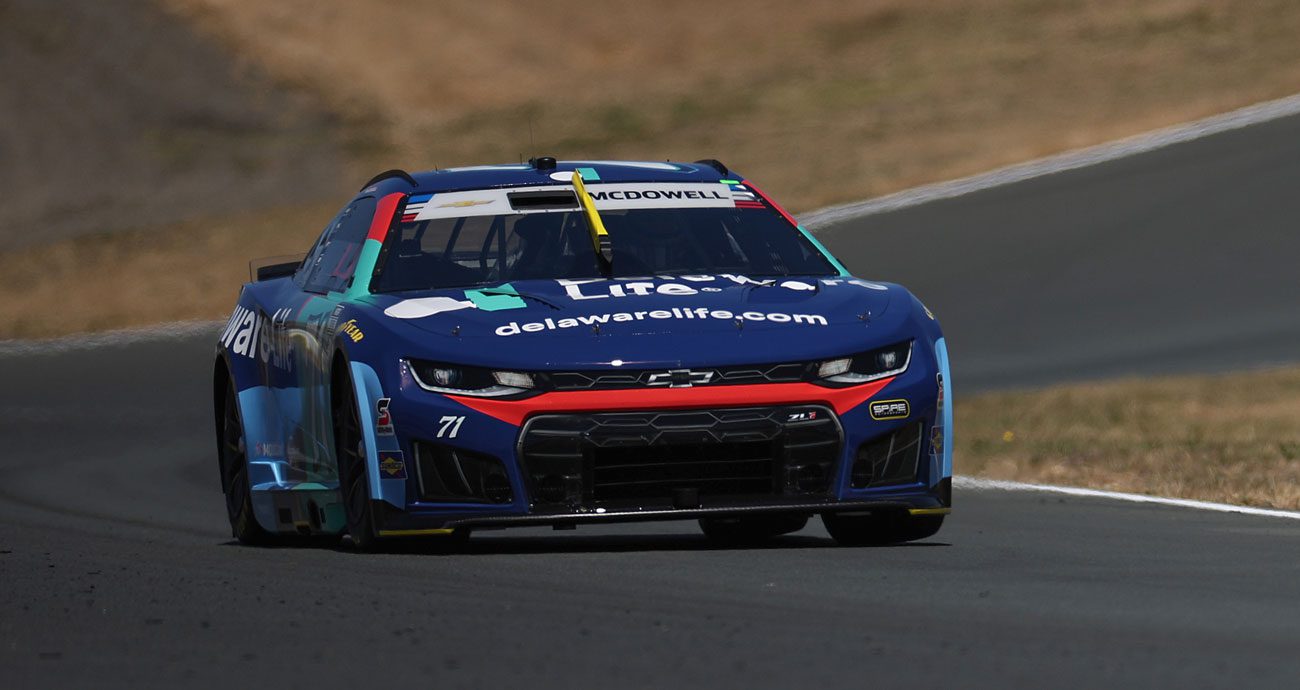 Michael McDowell drives the No. 71 Spire Motorsports Chevrolet during NASCAR Cup Series practice at Sonoma Raceway.