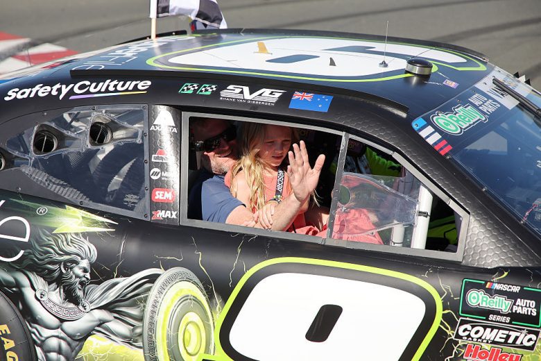 Dale Earnhardt Jr. and his daughter at Sonoma.