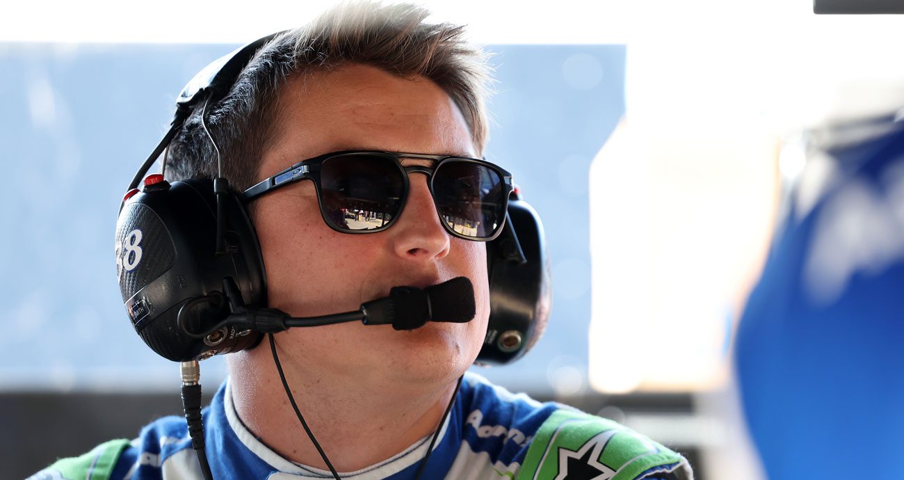 Zane Smith looks on during a NASCAR Cup Series session.