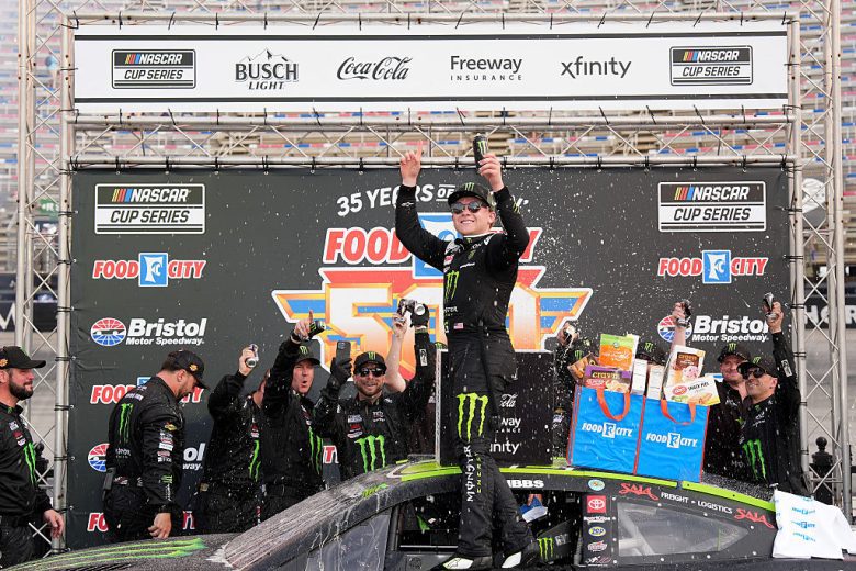 Ty Gibbs celebrates in Victory Lane.