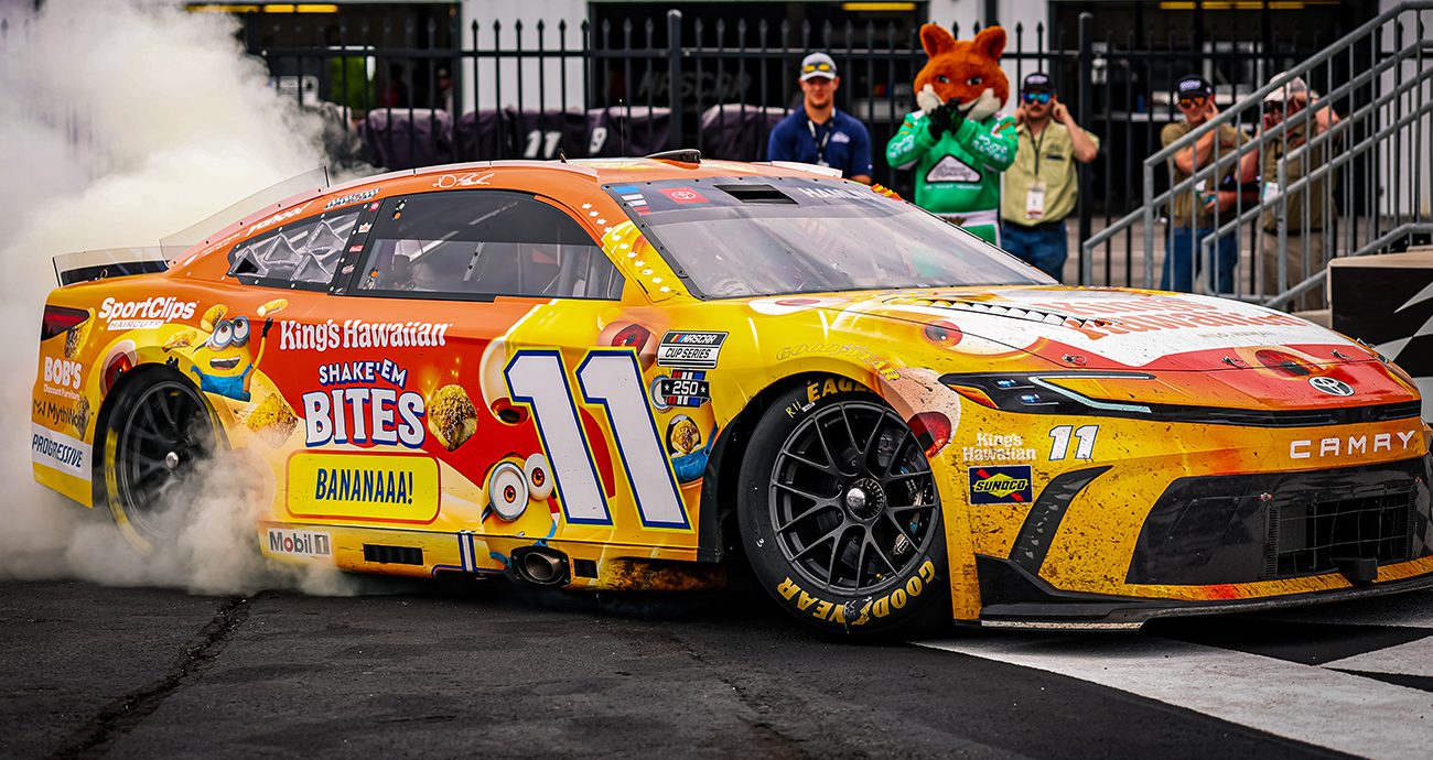 denny hamlin wins at pocono.