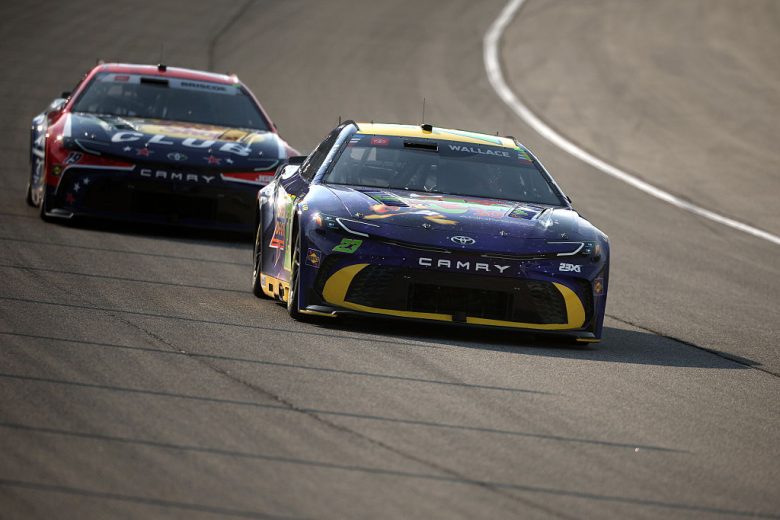 Bubba Wallace and Chase Briscoe drive at Chicagoland.