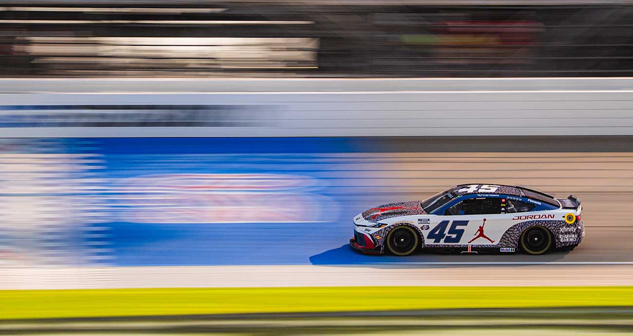 Tyler Reddick's No. 45 Toyota makes the rounds on the frontstretch at Chicagoland Speedway