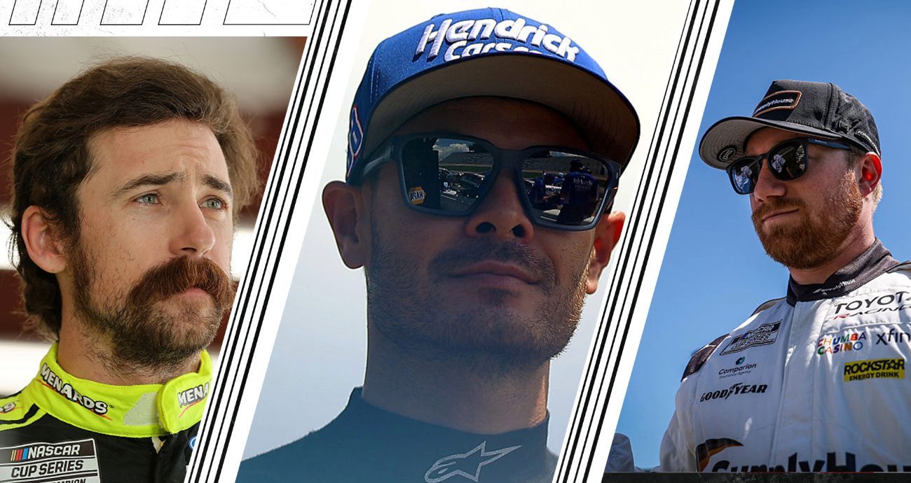 Ryan Blaney, Kyle Larson and Tyler Reddick split image,