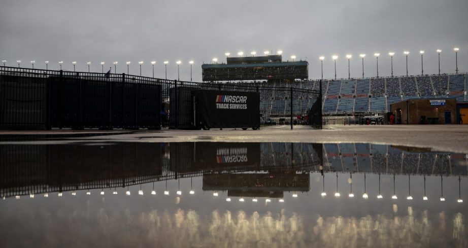 View of a rainy day at the track.