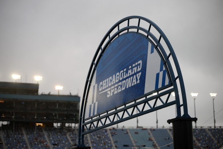 View of a rainy day at the track.