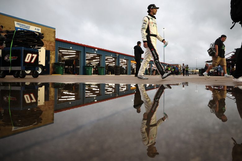 View of a rainy day at the track.