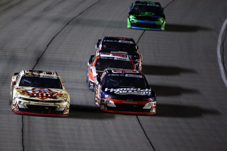 View of racing at Chicagoland Speedway.