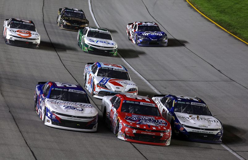 View of racing at Chicagoland Speedway.
