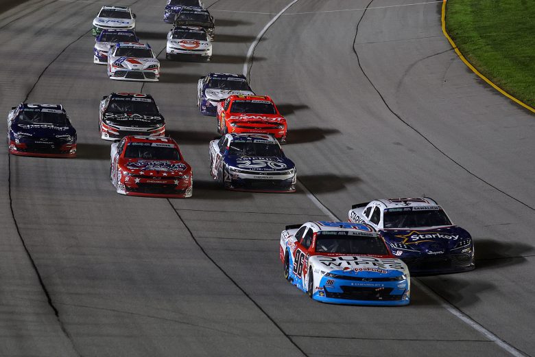 View of racing at Chicagoland Speedway.