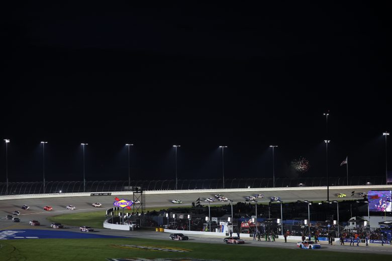 View of racing at Chicagoland Speedway.