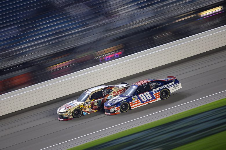 View of racing at Chicagoland Speedway.