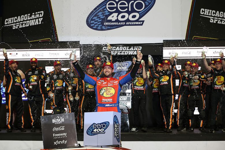 Chase Briscoe celebrates in Victory Lane.