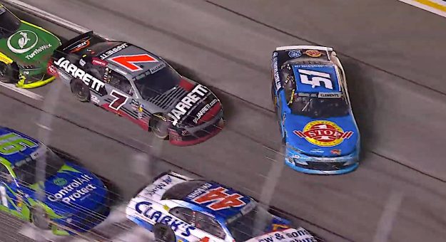 Jeremy Clements crashes on overtime restart at EchoPark