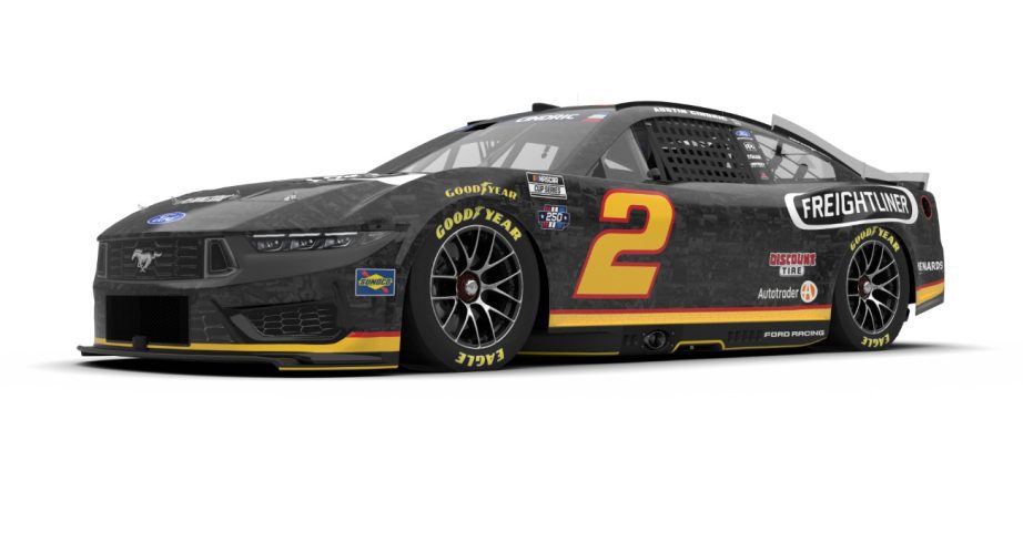 Angled view of Austin Cindric paint scheme.