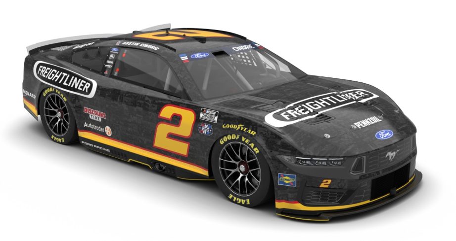 Angled view of Austin Cindric paint scheme.
