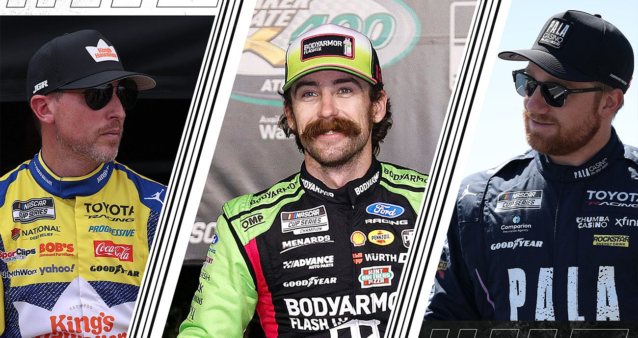 Denny Hamlin, Ryan Blaney and Tyler Reddick appear in separate photos.