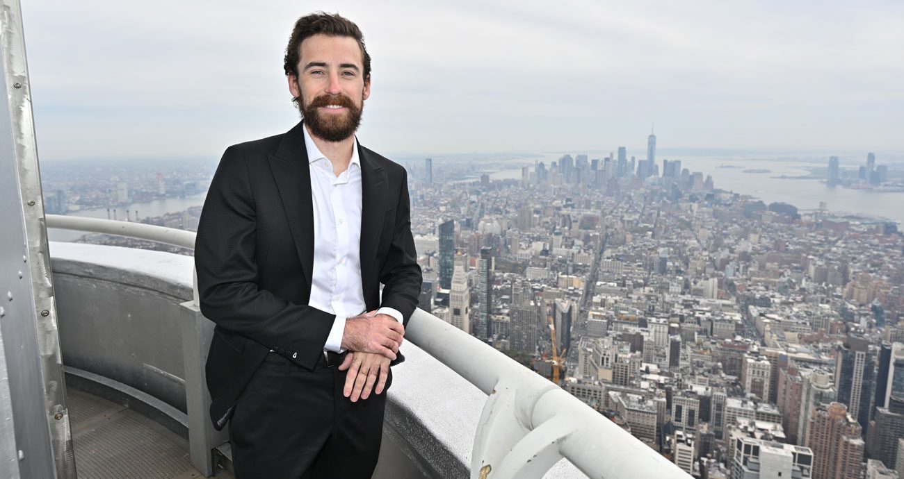 Ryan Blaney stands atop the Empire State Building in New York City.