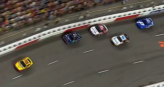 Logano attempts to lose Hamlin in traffic