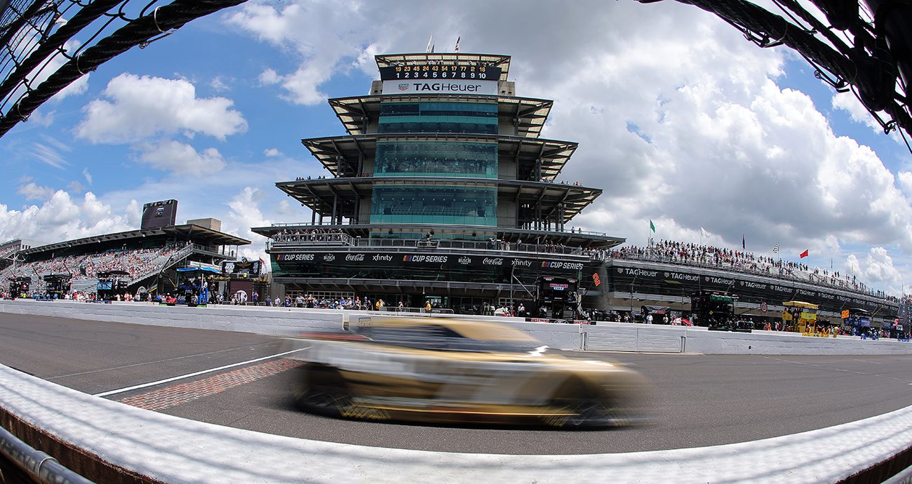 a car races at indianapolis
