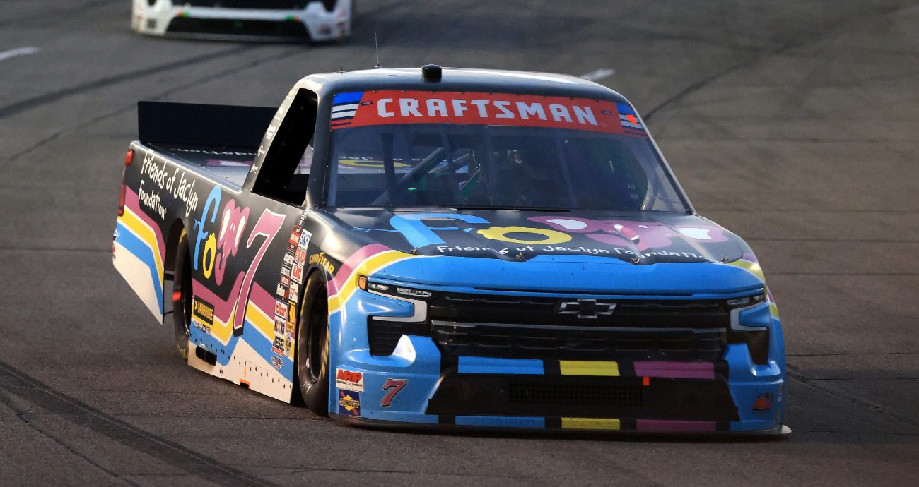 Connor Mosack drives race truck.