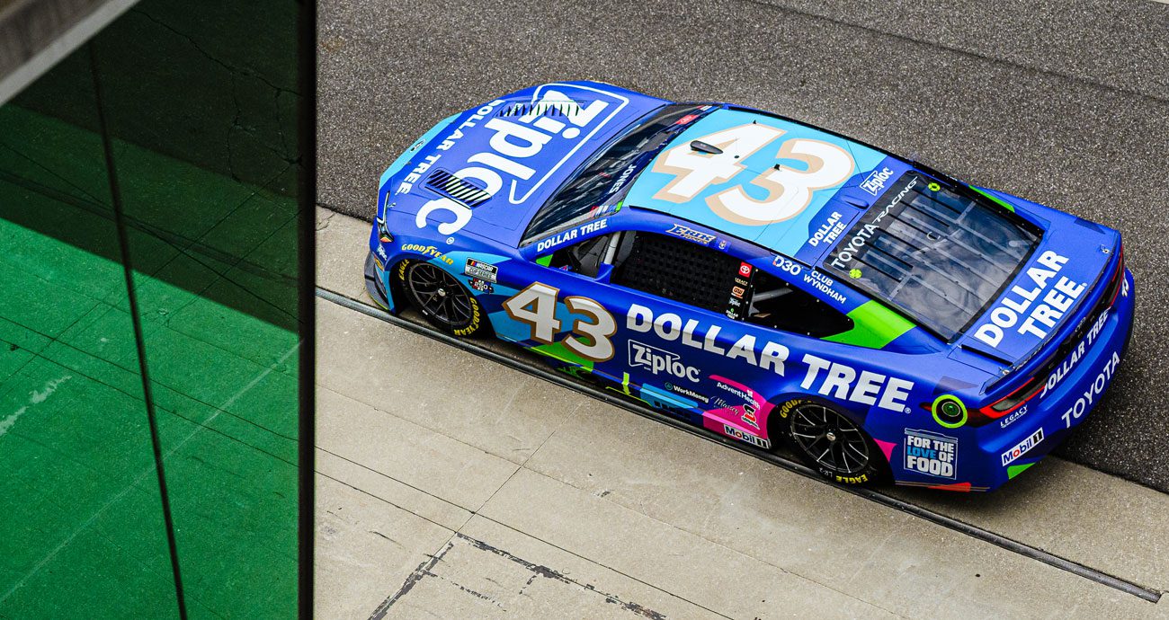 Erik Jones drives at Indianapolis Motor Speedway in Brickyard 400 practice.