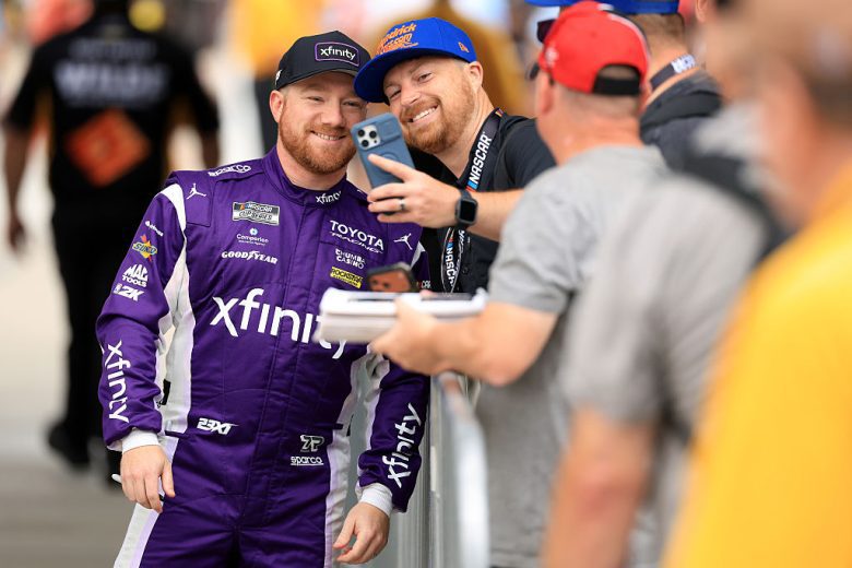 Tyler Reddick greets fans.