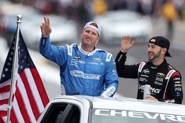 Austin Hill and Anthony Alfredo wave to fans.