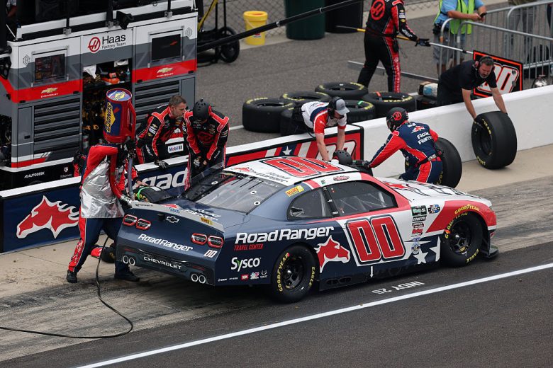 Sheldon Creed pits at Indianapolis.