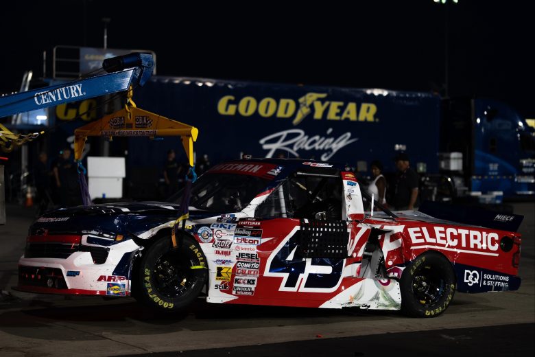 Landen Lewis' damaged truck.