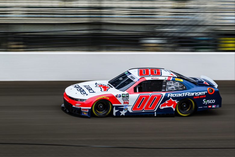 Sheldon Creed drives at Indianapolis.