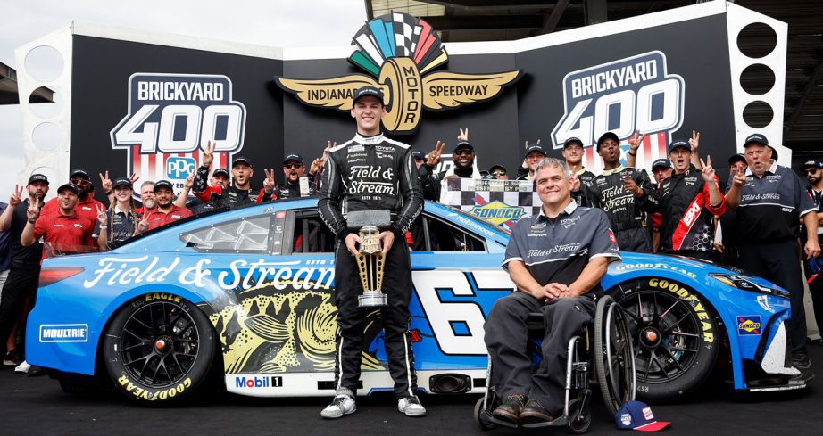 Corey Heim celebrates in Victory Lane.