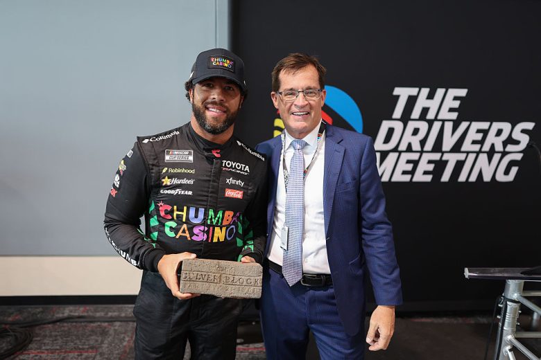 Bubba Wallace (L) and J. Douglas Boles (R) at Indianapolis Motor Speedway.