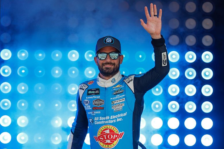 Jeremy Clements waves to the crowd.