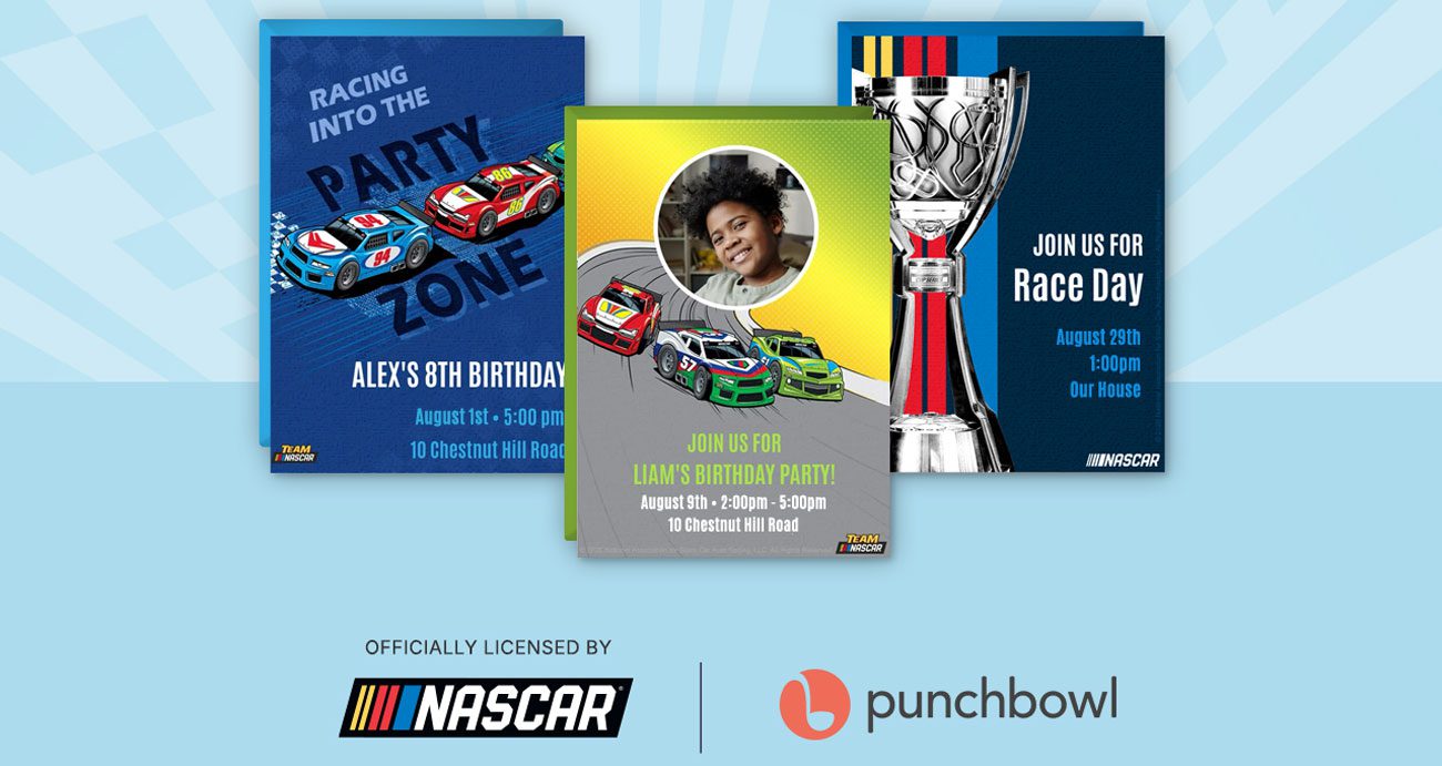 A graphic depicting NASCAR and Punchbowl.