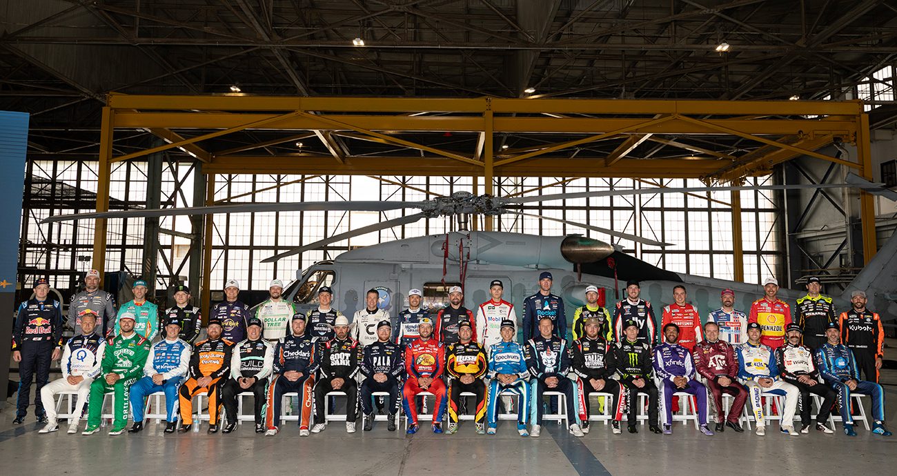 NASCAR Cup Series drivers pose for a photo.