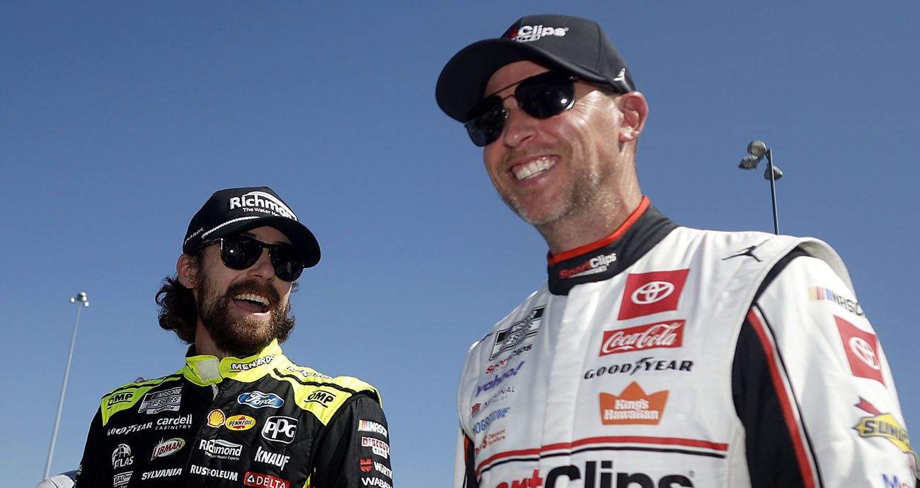 blaney and hamlin share a laugh