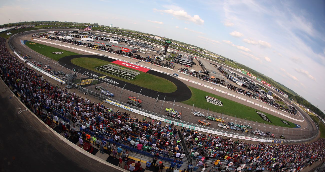 A general view of racing at Iowa Speedway.