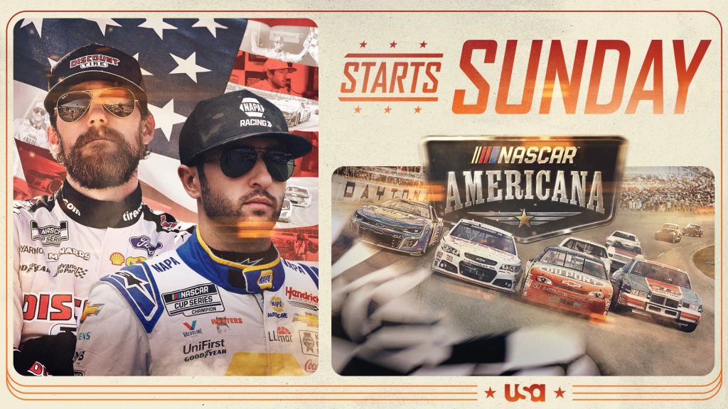 A graphic for episode 1 of NASCAR Americana