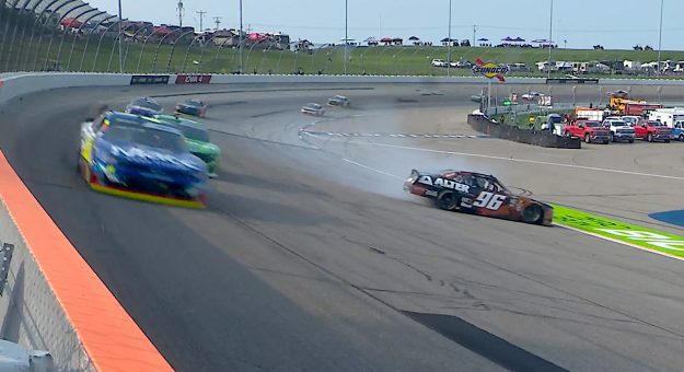 Anthony Alfredo spins to bring out caution at Iowa