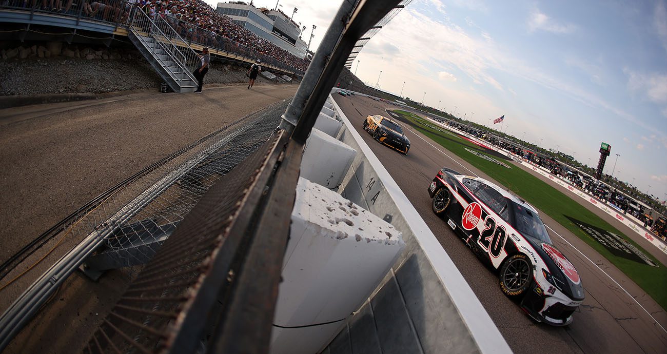 NEWTON, IOWA - AUGUST 03: Christopher Bell, driver of the #20 Rheem Toyota, drives during the NASCAR Cup Series Iowa Corn 350 Powered by Ethanol at Iowa Speedway on August 03, 2025 in Newton, Iowa. (Photo by Meg Oliphant/Getty Images)