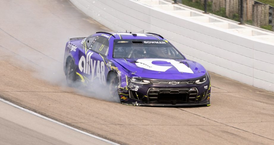 Alex Bowman has damage after an on track incident at Iowa.